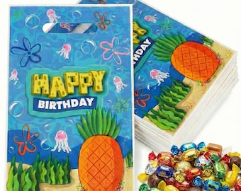 Birthday Party Favor Bags, Pineapple Design Goodie Bags (6.5x10 Inch)