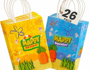 26 Pack Birthday Party Favor Bags, Small Gift Bags With Handles