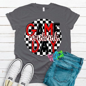 Game Day Cardinals Mascot Checkered digital design