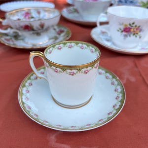 Antique Haviland Limoges Cup & Saucer Set | Porcelain Schleiger 958 | Early 1900s