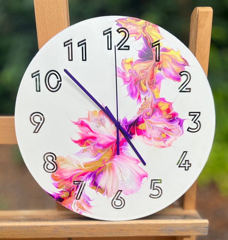 Beautiful Abstract Wall Clock, Painted Wall Clock, Unique Wall Clock, Housewarming Gift
