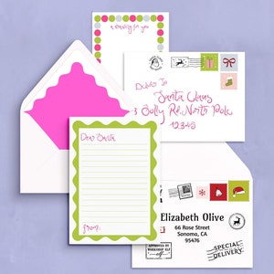 Skurril Brief an Santa Kit, Weihnachts Bundle, Brief von Santa Briefmarken, Weihnachts Umschlag Liner, bunte Jakobsmuschel Kinder Urlaub Wunschliste