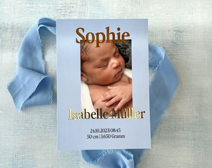 Personalized Birth Announcement Cards | New Baby Announcement Cards | Birth Stats & Baby Name Reveal Cards, Custom Photo Greeting Cards