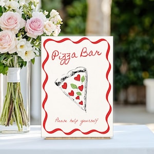 Illustrated That’s Amore Pizza Bar Sign, Italian Wedding Buffet Sign, Pizza Party Table Sign, Wedding Food Station Decor, Editable Template