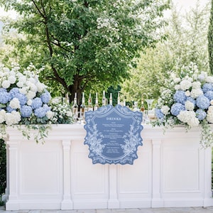 Vintage Floral Wedding Bar Menu, Olive Green Bar Menu Sign, Wedding Crest Open Bar Sign, Floral Baroque Crest Sign, Signature Cocktails