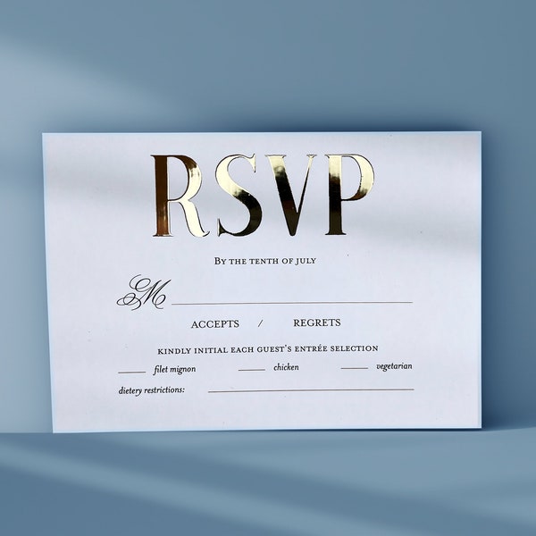 Luxury Wedding RSVP Cards | Gold Foil Wedding Invitation RSVP cards Invitation Response Cards, Reply Cards, Elegant QR Details Card