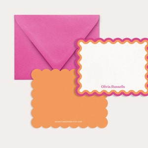 Spritz Notecards with Envelopes | Pink And Orange Flat Note Cards + Envelopes Set, Citrus Bridal Shower Thank You Cards, Bridesmaid Gifts