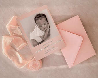 Gold Foil Birth Announcement Cards | Baby Name Reveal Birth Stats Photo Cards Note Cards, New Dad New Mom Newborn Baptism Thank You Cards