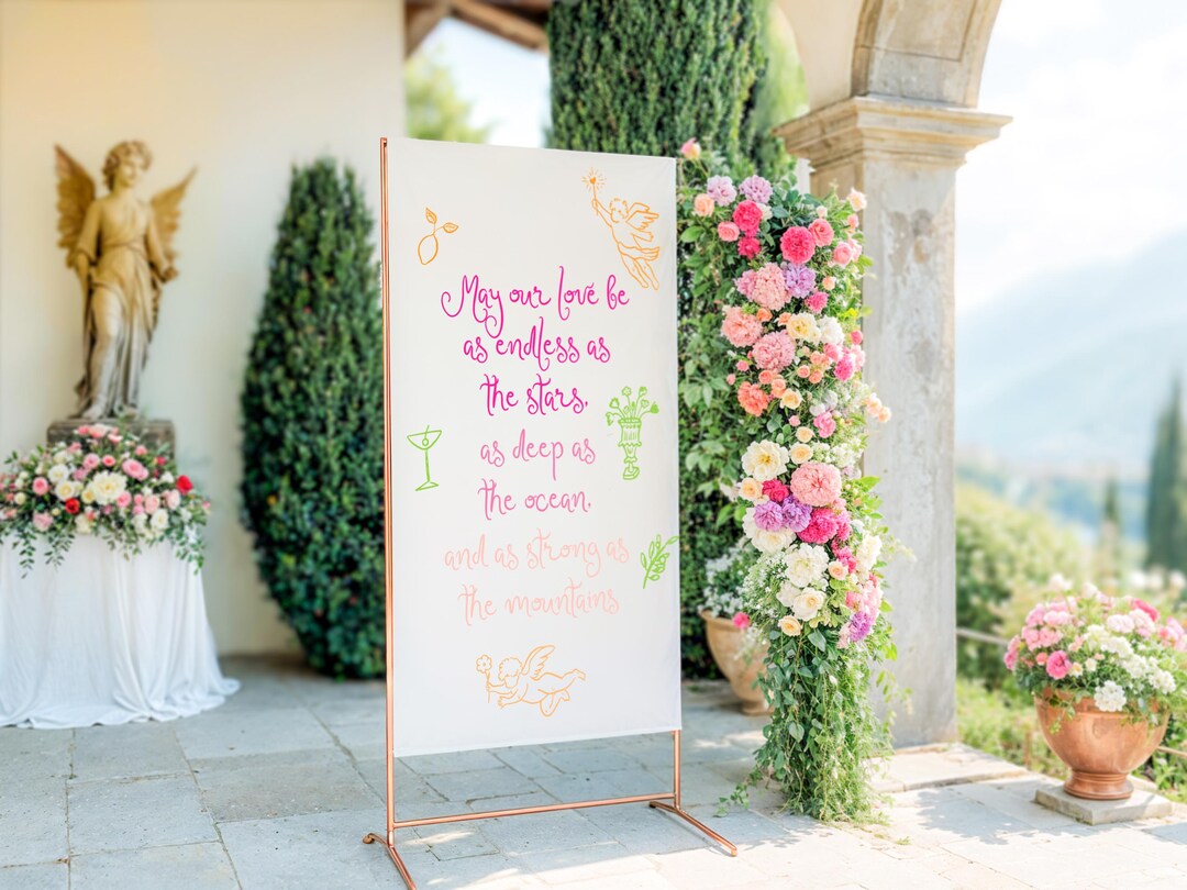 Illustrated Welcome Linen Sign, Hand Drawn Fabric Sign, Handwritten ...