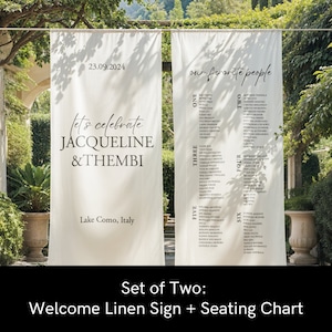 Add On Sign & Linen Seating Chart Bundle, Find Your Seat Fabric Seating Chart, Table Plan, Destination Wedding Signage, Linen Welcome Sign