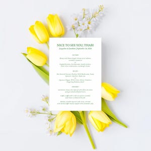 Modern Printed Wedding Menu & Placecards, Scallop Shaped Wedding Menus with Guest Names, Wavy Border 5x7 Menu, Rehearsal Dinner Menu