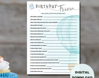 First Birthday Trivia Game, Onederful World, 1st Birthday Games Printables