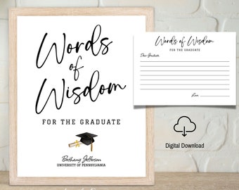 Graduation Advice Card Template Words of Wisdom for Grads Graduation Party Printable Sign Wisdom Card High School Grad College Grad Wishes