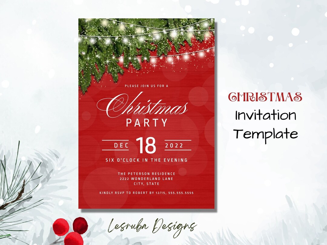 EDITABLE Christmas Party Invitation Template, Christmas Invitation