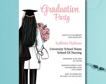 Medical School Graduation Invitation, Doctor of Medicine MD Graduation Invitation, Med School Graduation Template, Nursing Graduation Invite