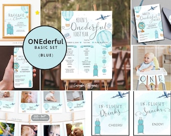 Boys First Birthday Invitation Set ONEderful Invitation 1st Birthday Party Travel Adventure Birthday Decor Boys First Birthday Party