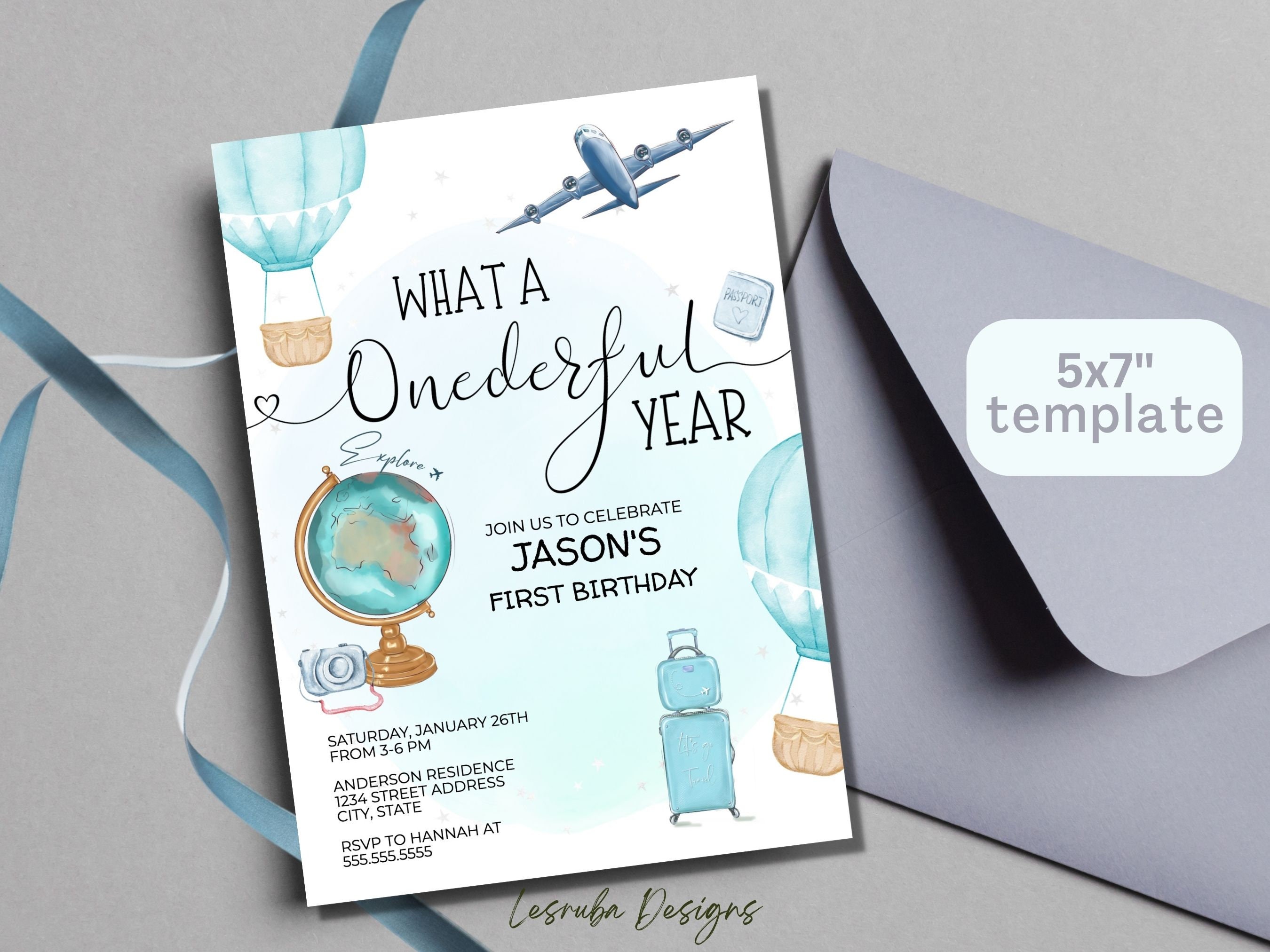 Onederful YEAR 1st Birthday Invitation Template ONE (Instant Download