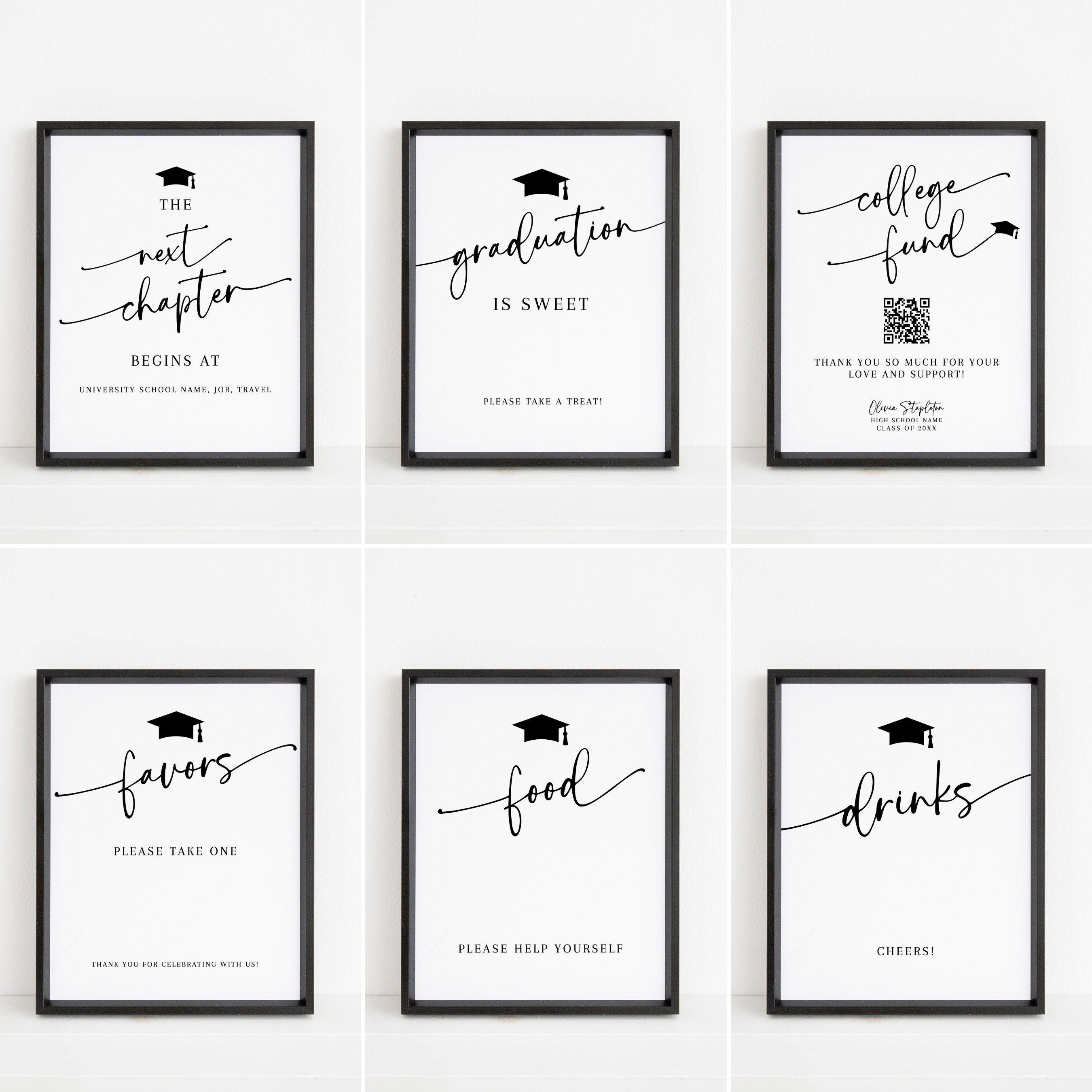 Editable Graduation Signs, Grad Party Decor Printable Bundle ...