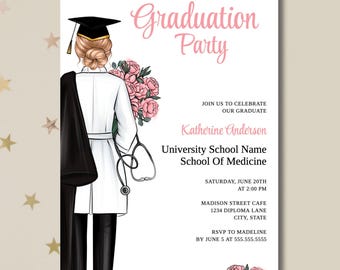 Medical School Graduation Invitation, Doctor of Medicine MD Graduation Invitation, Med School Graduation Template, Nursing Graduation Invite