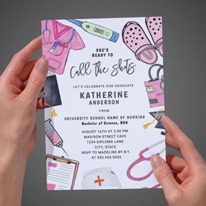 Ready to Call the Shots Nurse Graduation Invitation, RN BSN Nursing School Graduation Invite, Nurse Grad Party Invite Digital Template