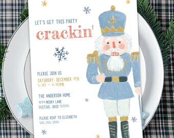 Editable Nutcracker Christmas Party Invitation Template, Digital Download, Holiday Invite Template