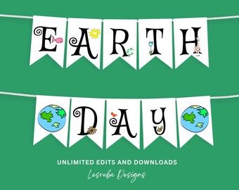 Earth Day Banner, Earth Day Sign Printable, Earth Day Classroom, School or Party Decor, Earth Day Decoration, Earth Day Kids