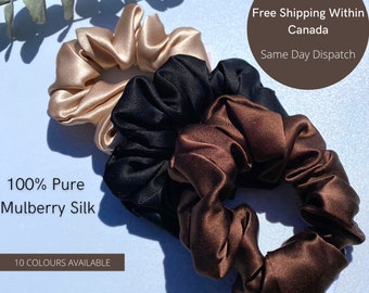 MYONNA 100% Mulberry Silk Scrunchies | 4 different sizes | 10 different colours