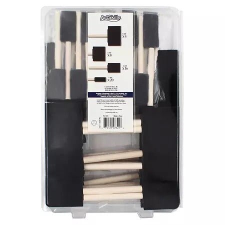 DARICE Black Foam Paint Brushes and Daubers 60 Pieces With Wood