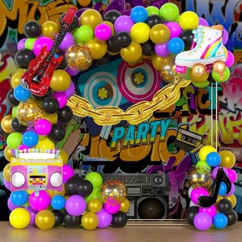 Retro Themed Balloon Garland Disco Ball Foil Balloons Etsy