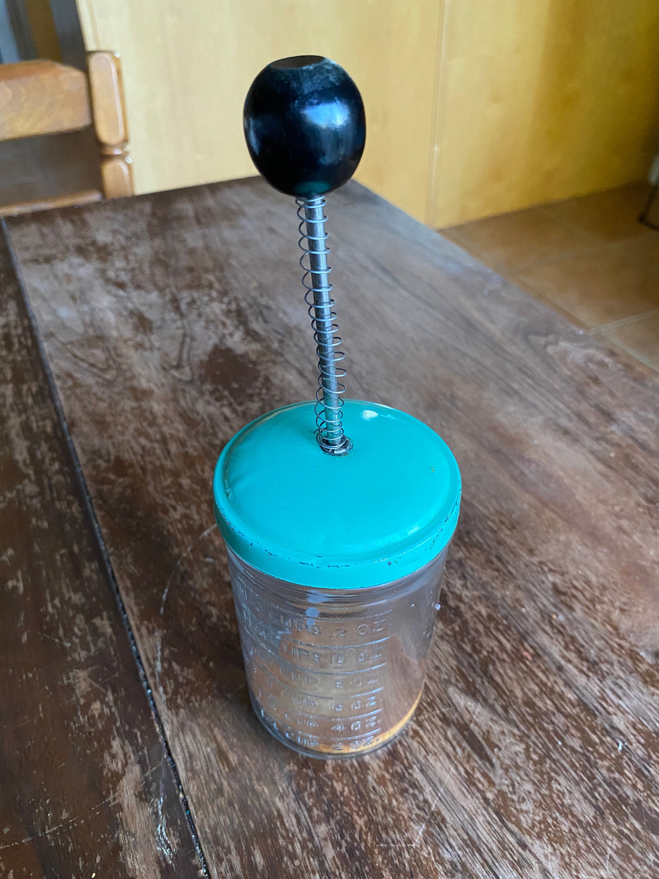 Vintage Food Nut Chopper Turquoise Teal Steel Federal Glass Housewares  Manual