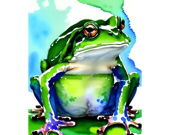 GORDON, like the Ramsay (16x20 Framed Watercolor Rainbow Frog Canvas)