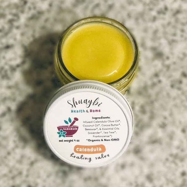 Calendula Herbal Salve, All Organic and Natural Ingredients, For Dry Skin, Burns, Bites, Itchiness, Diaper Rash, Skin Soothing and Healing
