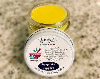 Lymphatic Support Herbal Salve, Organic Poke Root, Comfrey, Ginger Root, Breast Balm, Lymph Mover, Lymph Nodes, All Natural Ingredients