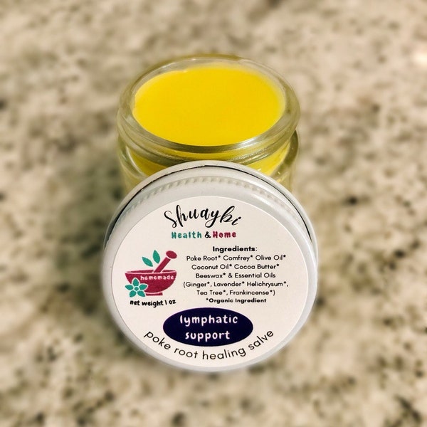 Lymphatic Support Herbal Salve, Organic Poke Root, Comfrey, Ginger Root, Breast Balm, Lymph Mover, Lymph Nodes, All Natural Ingredients