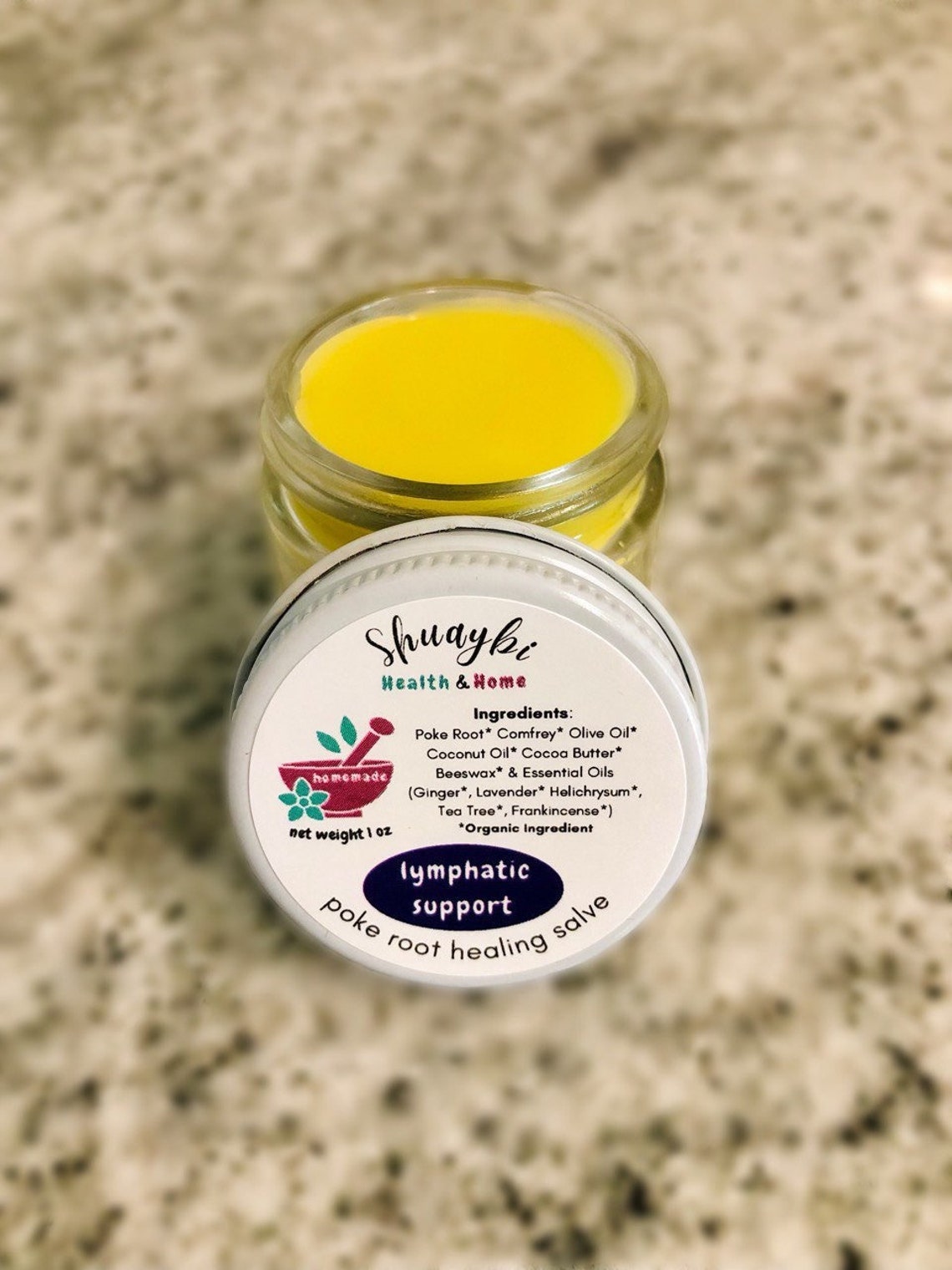 Lymphatic Support Herbal Salve, Organic Poke Root, Comfrey, Ginger Root