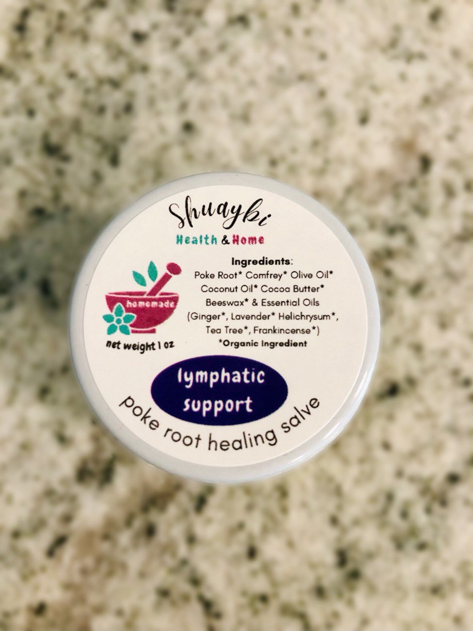 Lymphatic Support Herbal Salve, Organic Poke Root, Comfrey, Ginger Root