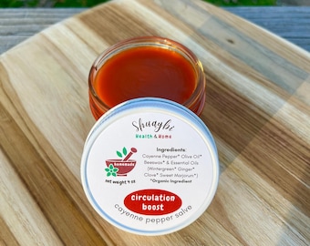 Cayenne Pepper Salve: Warming Relief Herbal Balm, Spicy Soothing Muscle and Joint Rub, Organic Ingredients