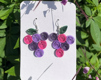 Boucles D'Oreilles Gouttes Raisin En Acrylique Violet - Bijou 3D Cristallin, Style Fruit Pour Femmes