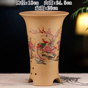 Zisha pots for  Cymbidium orchids or other plants with decoration