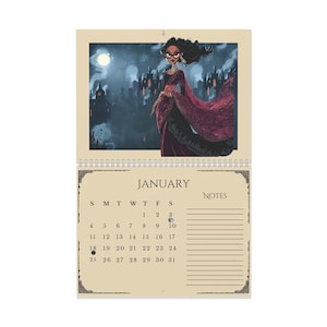 Damas del Velo Dorado - Calendario mensual gótico para decoración del hogar, regalo para artistas, organización creativa, arte mural inspirador, [...]