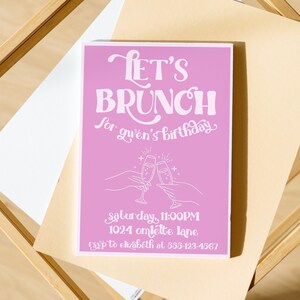 Brunch Invitation, Birthday Brunch Invitation, Brunch Theme Birthday Invite, Brunch Invite, Brunch Party Invite Template, Brunch Evite