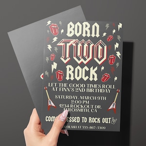 Born Two Rock Birthday, Born 2 Rock Invitation, Rock and Roll 2nd Birthday, Rock and Roll Theme Birthday, Two Rocks Invite