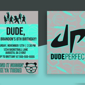 Dude Perfect Invitation, Dude Perfect Birthday, Dude Perfect Party, Sports Theme Invitation, Dude Perfect Youtube