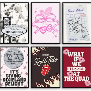 University of Alabama Wall Art Printable Set | Crimson Tide Dorm Decor | Roll Tide Digital Download Posters | Sorority Room & Game Day Decor
