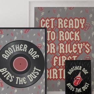 Another One Bites the Dust Decor, Rock and Roll Birthday Decorations, Welcome Signs for Birthday, One Rocks Party Decorations, Party Signs