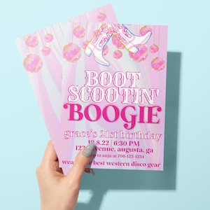 Boot Scootin Birthday Party Invitation, Disco Cowgirl Birthday, Cowgirl Invite, Boot Scootin Boogie Invitation, Western Theme Invite
