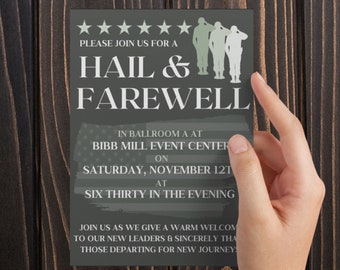 Military Hail and Farewell Invitation, Military Farewell Invite, Hail & Farewell Invitation, Army Farewell Invite, Military Reception Invite
