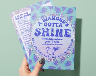 宝石をちりばめた独身パーティー招待状、宝石をちりばめた花嫁、宝石をちりばめた独身パーティー、スウィフティ独身パーティー、宝石をちりばめたパーティー招待状、宝石をちりばめた独身パーティー