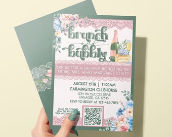 Brunch and Bubbly Bridal Shower, Bridal Shower Invite,  Elegant Bridal Shower Invite, Modern Bridal Shower Invite