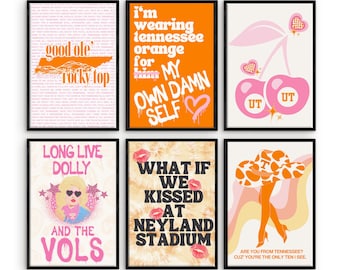 Láminas de arte mural de los Voluntarios de Tennessee: Decoración para dormitorios de UT (Descarga digital)